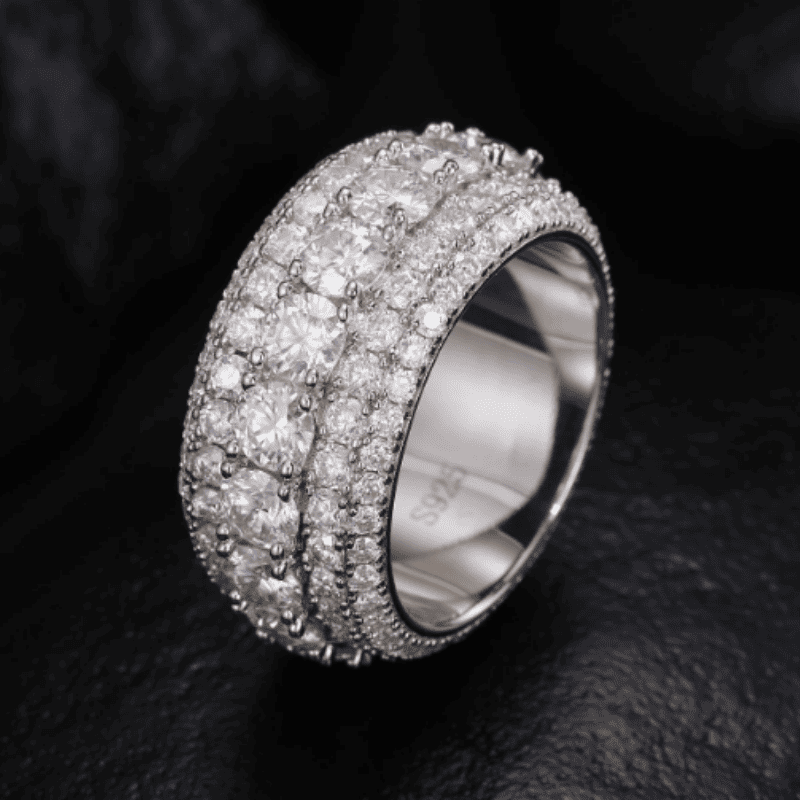 5 Layer Round White Diamond White Sapphire Wedding Ring-Miusejewelry