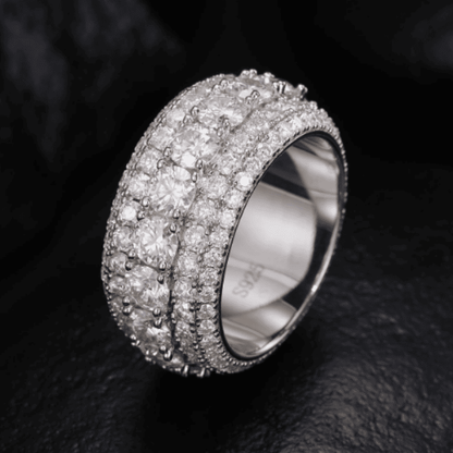 5 Layer Round White Diamond White Sapphire Wedding Ring-Miusejewelry
