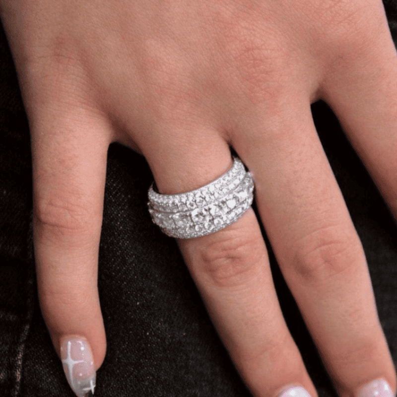 5 Layer Round White Diamond White Sapphire Wedding Ring-Miusejewelry