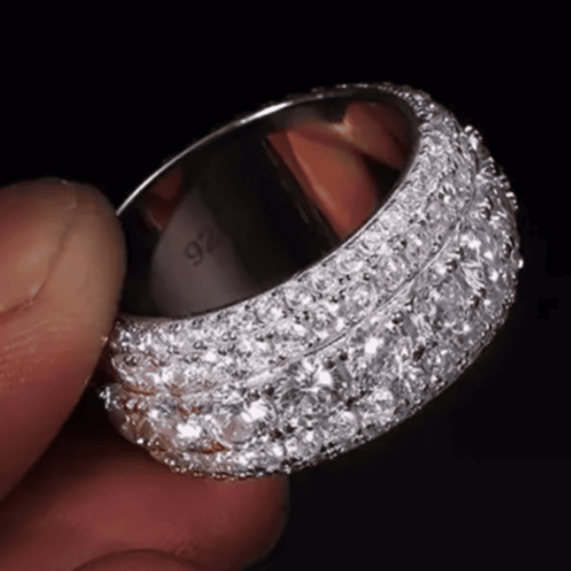 5 Layer Round White Diamond White Sapphire Wedding Ring-Miusejewelry