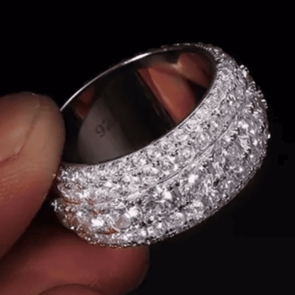 5 Layer Round White Diamond White Sapphire Wedding Ring-Miusejewelry