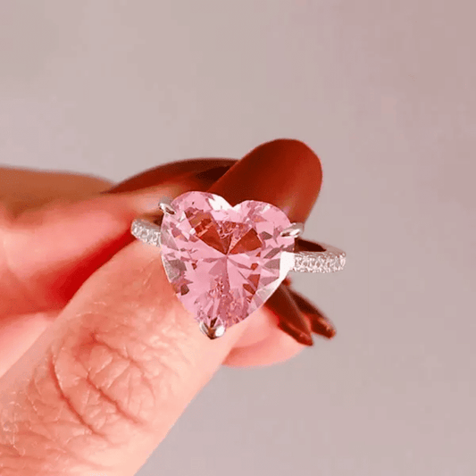 Heart Cut Pink Sapphire Dainty Engagement Ring-Miusejewelry