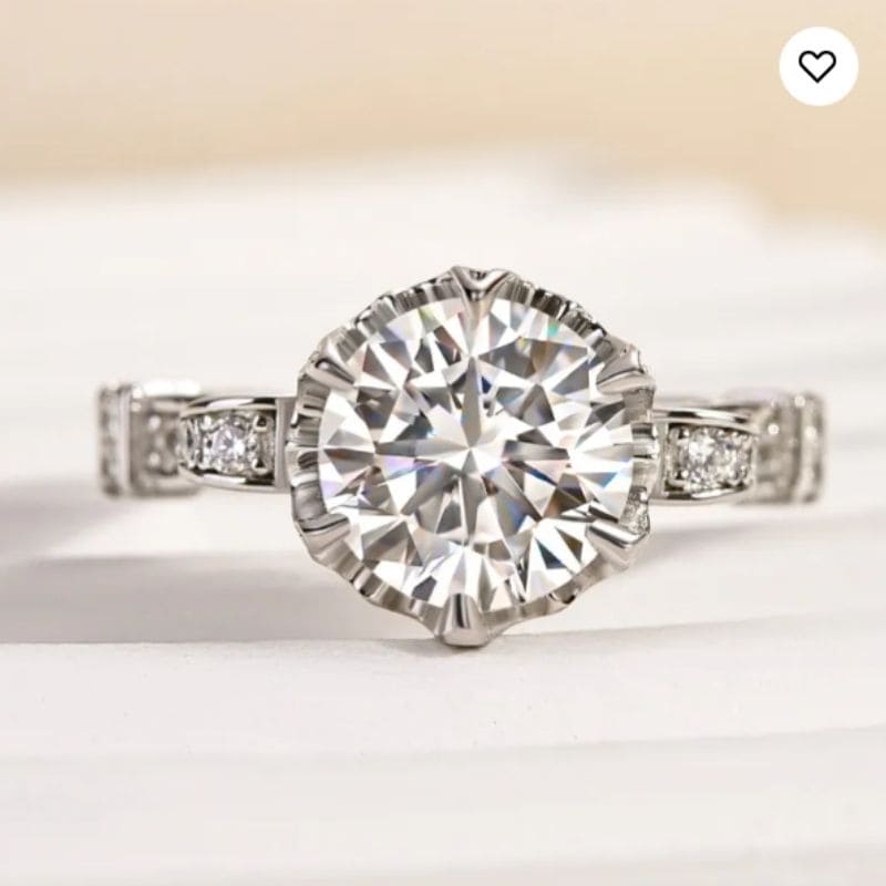 6Ct Round Cut Blue Sapphire Engagement Ring in Sterling Silver-Miusejewelry