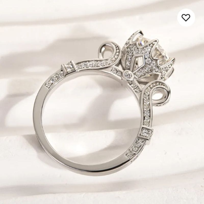 6Ct Round Cut Blue Sapphire Engagement Ring in Sterling Silver-Miusejewelry