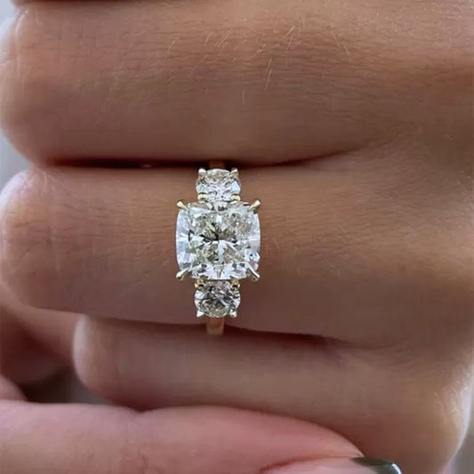 9Ct Cushion Cut White Sapphire Engagement Ring-Miusejewelry