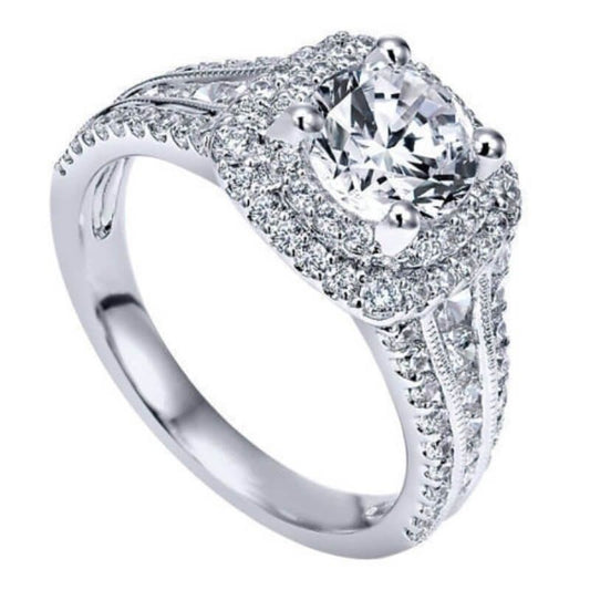 15Ct Cushion Cut White Sapphire Silver Engagement Ring-Miusejewelry