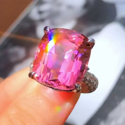 12Ct Cushion Cut Ruby Sapphire Silver Engagement Ring-Miusejewelry