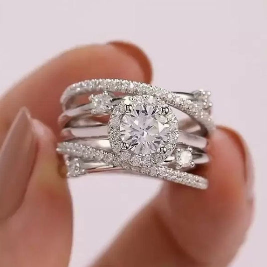 10Ct Round Cut White Sapphire Silver Wedding Ring-Miusejewelry