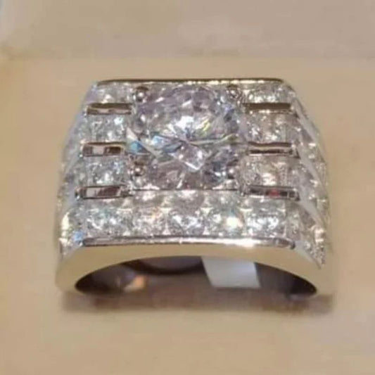 8Ct Round Cut White Sapphire Silver Wedding Ring-Miusejewelry