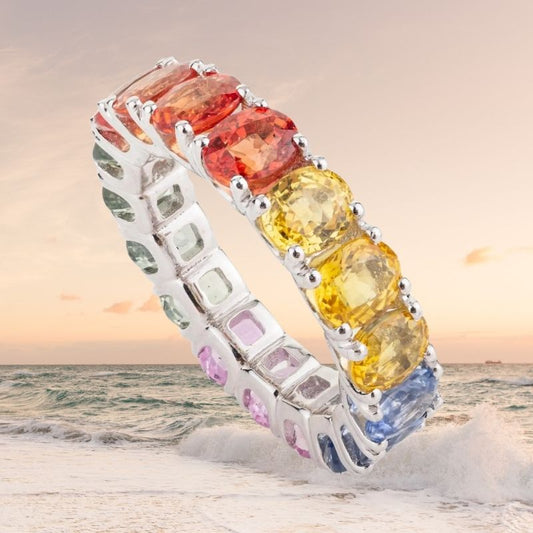 10Ct Round Cut Rainbow Silver Wedding Ring-Miusejewelry