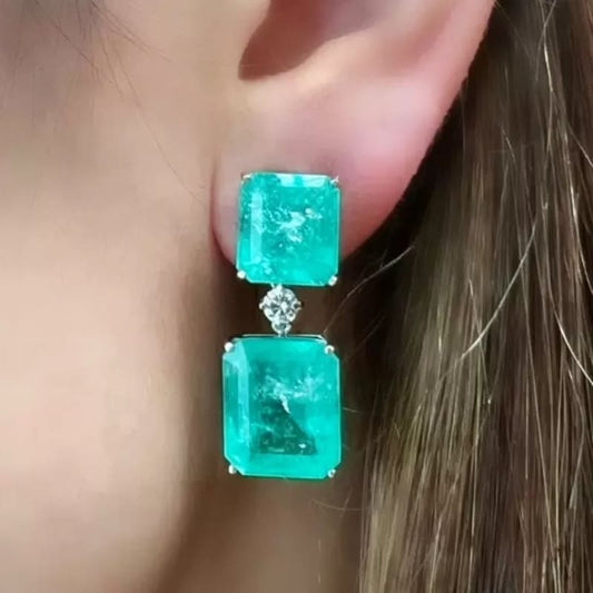30Ct Paraiba Tourmaline Drop Earrings-Miusejewelry