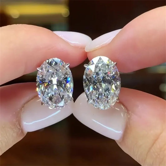 9Ct Oval Cut White Sapphire Stud Earrings-Miusejewelry