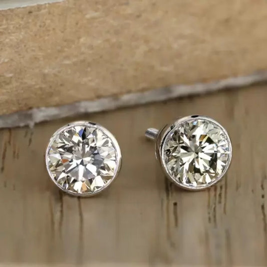 10Ct Round Cut White Sapphire Stud Earrings-Miusejewelry