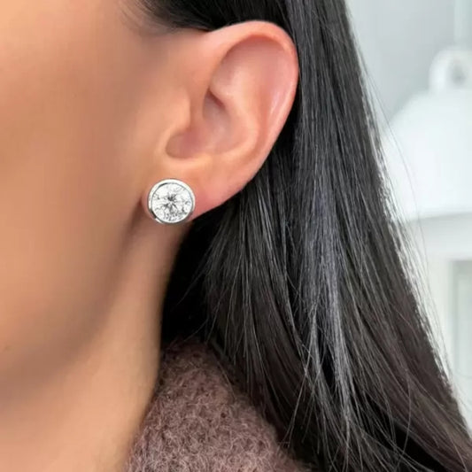 10Ct Round Cut White Sapphire Stud Earrings-Miusejewelry