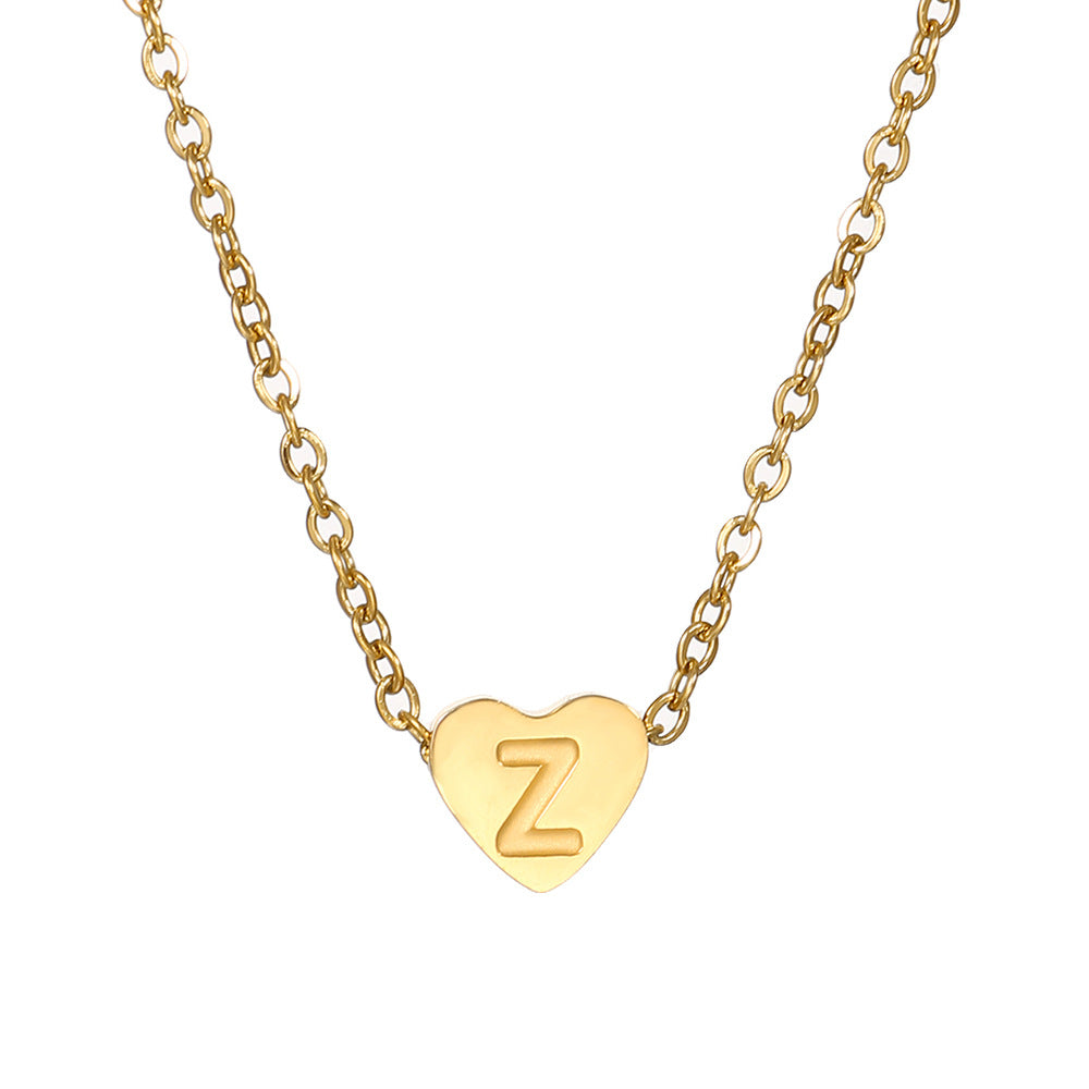 Gold Stainless Steel Heart-shaped Letter Female Titanium Necklaces