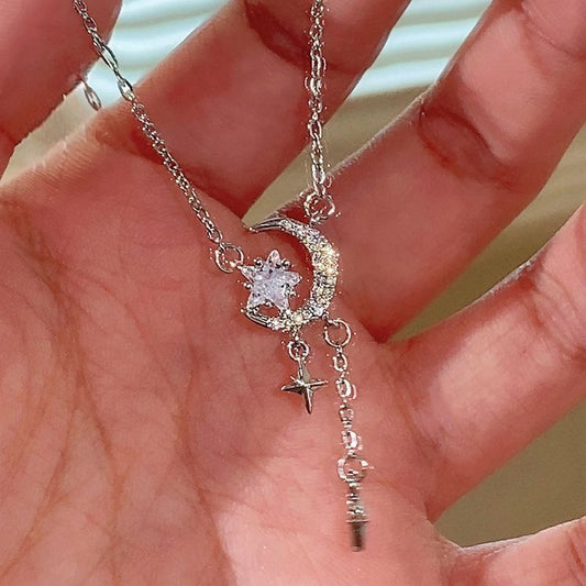 Sweet Star Moon Graceful Personality Zircon Light Luxury Necklaces