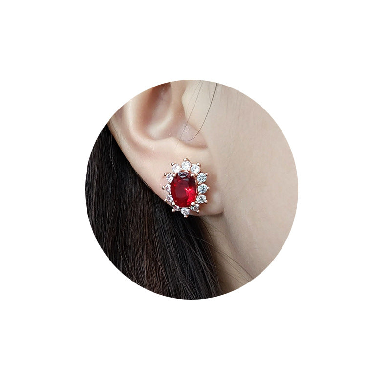 Low Luxury Full Diamond Princess Sunflower Red Rings