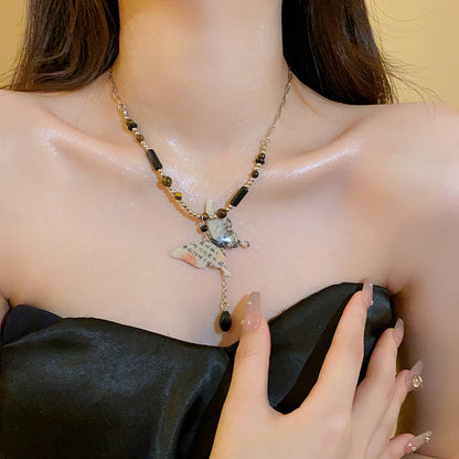 Women's Series Tigereye Butterfly Chinese Retro Beaded Sweater Necklaces