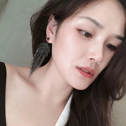 Exaggerated Personalized Full Diamond Waterfall Tassel Dangle Earrings