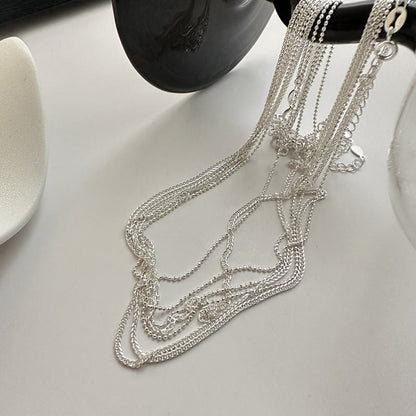 Stackable Flash Bead Simple Style Design Side Clavicle Necklaces