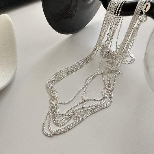 Stackable Flash Bead Simple Style Design Side Clavicle Necklaces