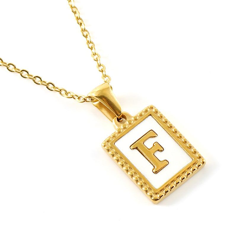 Gold Stainless Steel Shell Letter Female Titanium Pendant Necklaces