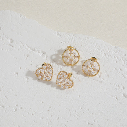 Design Pearl Zircon Elegant Heart Premium Earrings