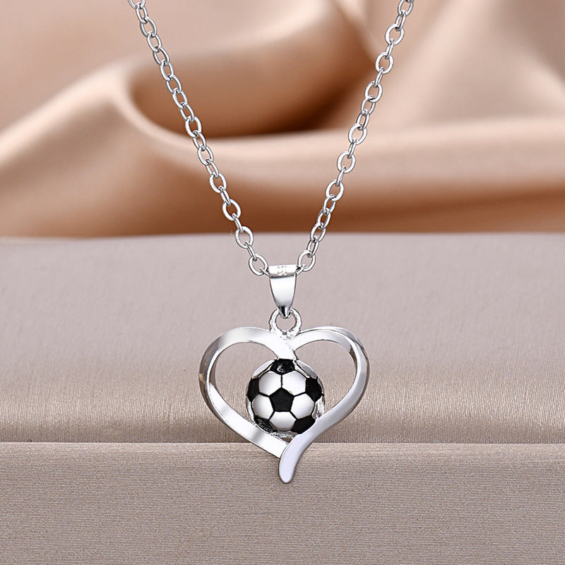 Women's Gold World Cup Football Fashion Heart-shaped Necklaces