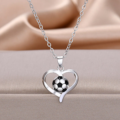 Women's Gold World Cup Football Fashion Heart-shaped Necklaces