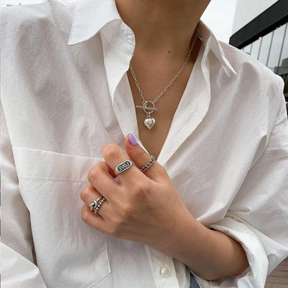 Love Heart Buckle Cool Earth Disco Necklaces