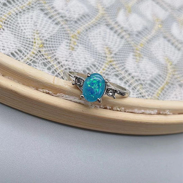 Ornament Opal White Gold Plated Diamond Rings