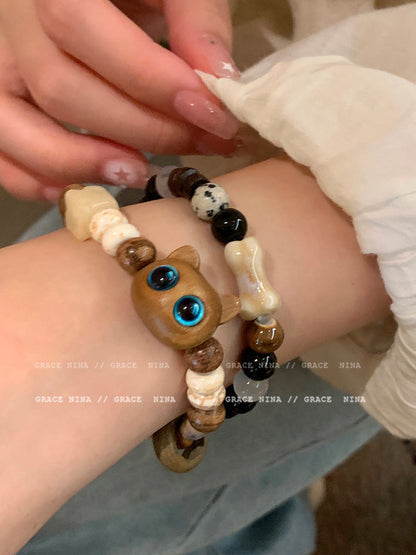 Cute Cat Beaded Female Light Luxury Minority Bracelets