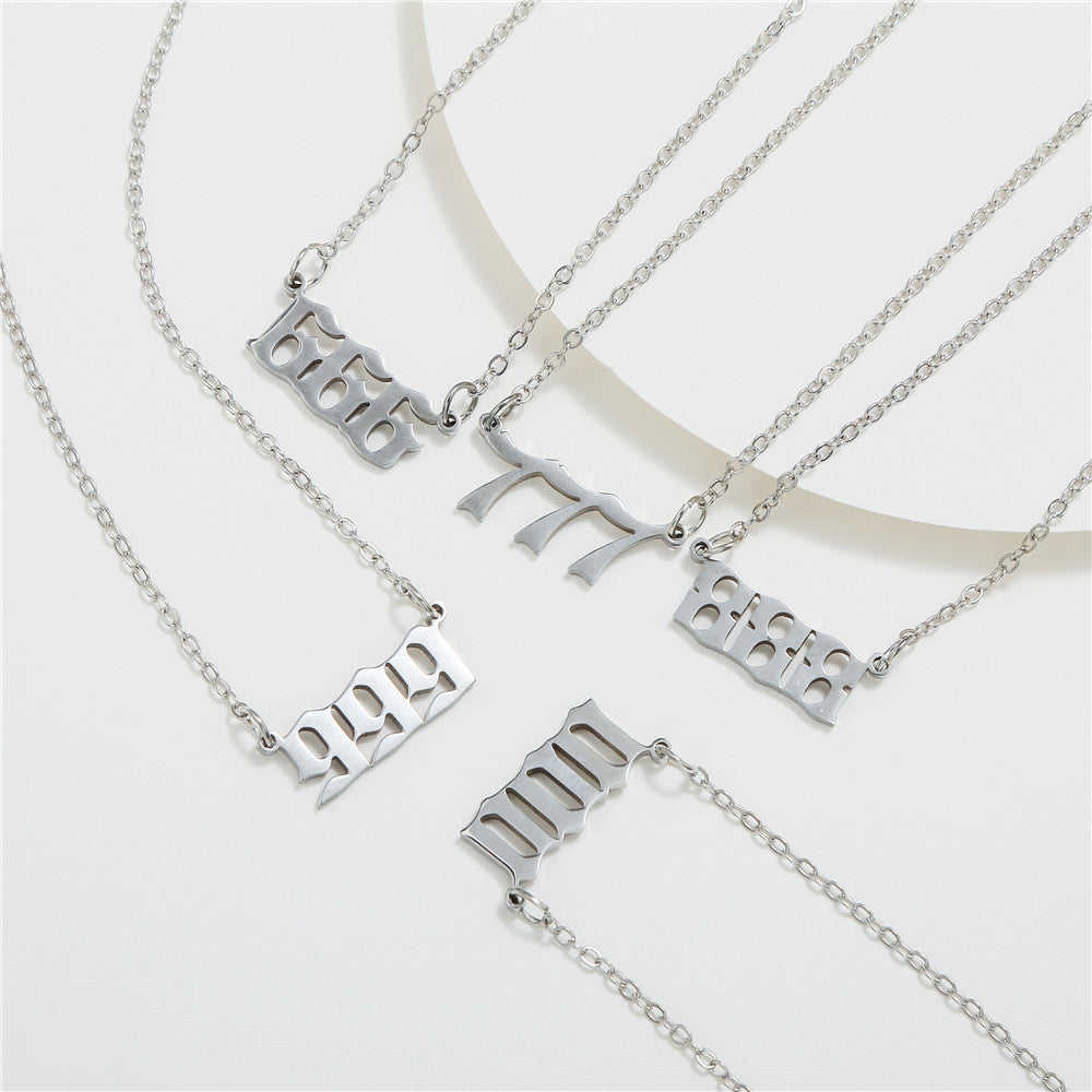 Titanium Steel Angel Digital Female Number Necklaces