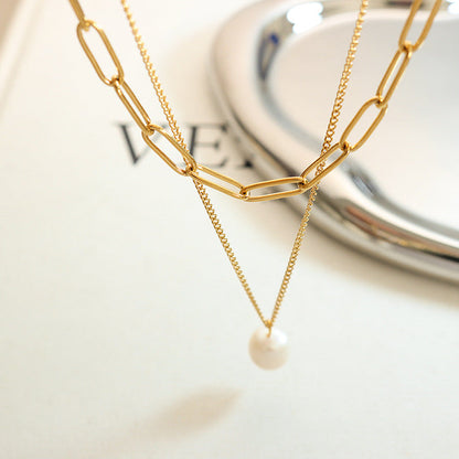 Cold Style Freshwater Pearl Pendant Twin Female Necklaces