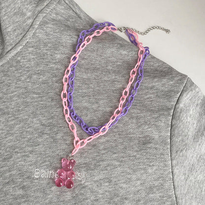 Cute Cartoon Colorful Bear Soft Candy Necklaces