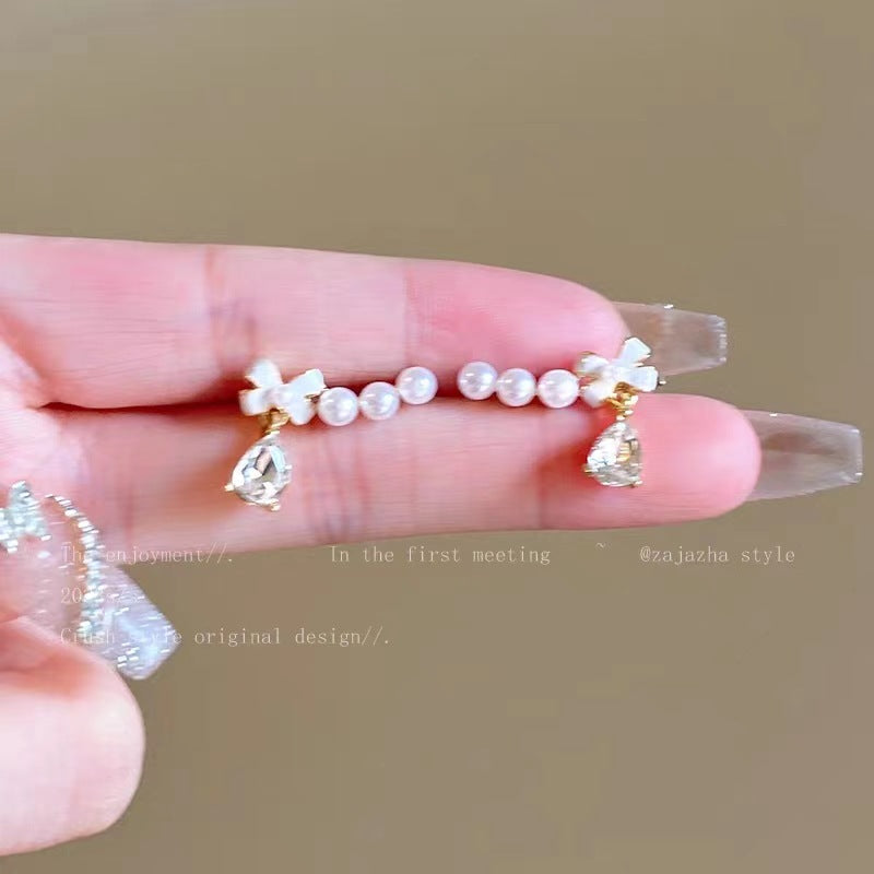 Pearl Bow Light Luxury Super Fairy Zircon Rings