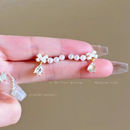 Pearl Bow Light Luxury Super Fairy Zircon Rings