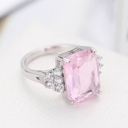 Plaid Fashion Simple Princess Square Zircon Rings