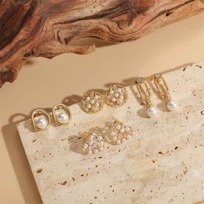 Design Pearl Zircon Elegant Heart Premium Earrings