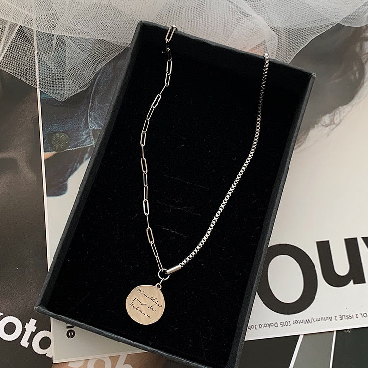 Women's Round Letter Stainless Steel Hip Hop Simple Personalized Chain Necklaces