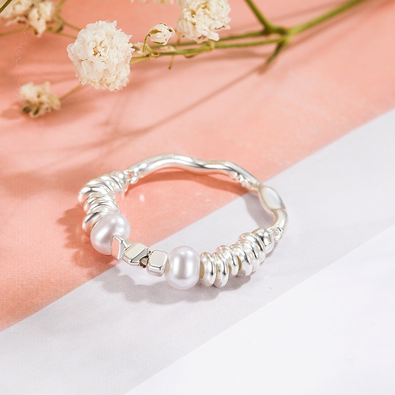 Small Pieces Of Sier Pearl Female Light Luxury And Rings