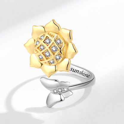 Popular Adjustable Sunflower Spinning Female Decompression Rings