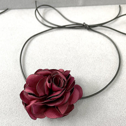 Summer Rose Short Camellia Flower Artistic Necklaces