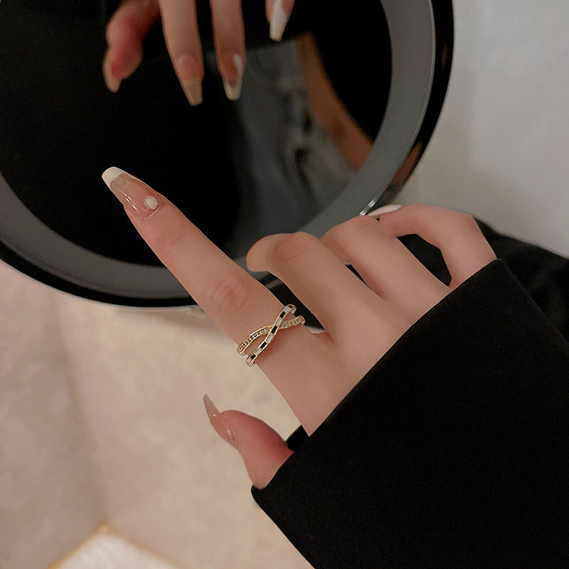 Pearl Zircon With Diamond Open Adjustable Rings