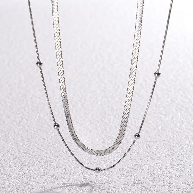 Women's Layer Stainless Steel Gold Flat Snake Necklaces
