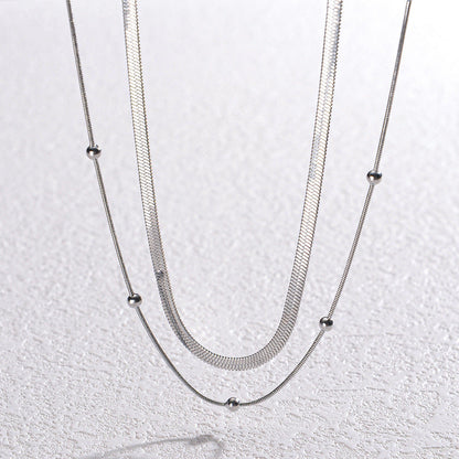 Women's Layer Stainless Steel Gold Flat Snake Necklaces
