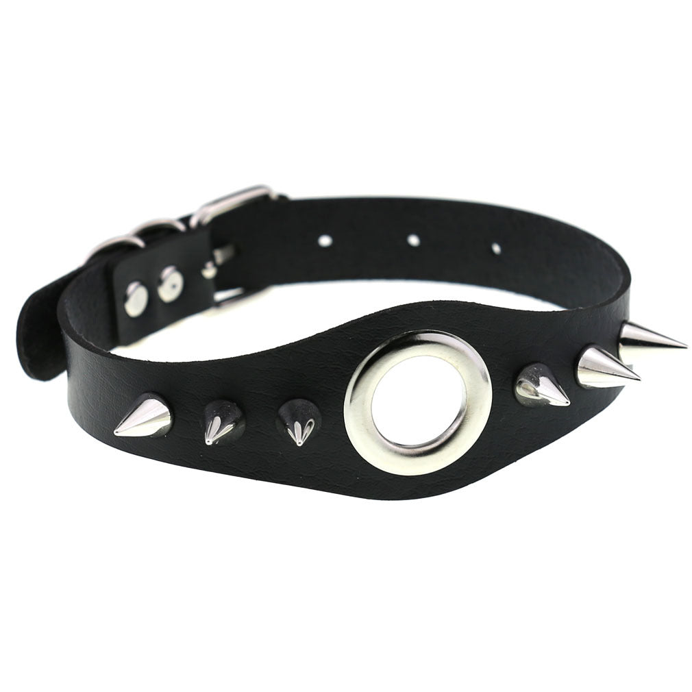 Punk Goth Leather Rivet Pointed Nail Personality Necklaces
