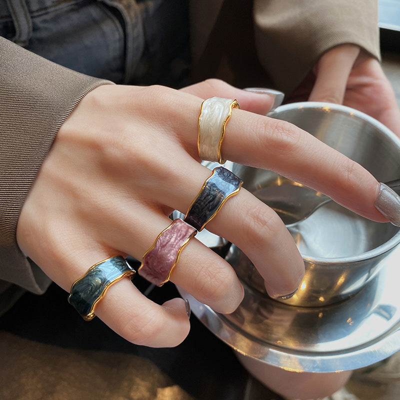 Women's Summer Color Handmade Enamel Glazed Irregular Rings