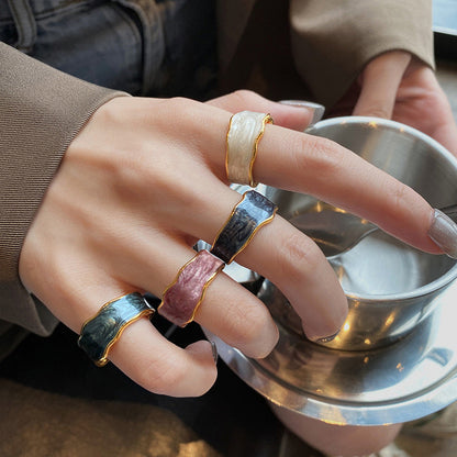 Women's Summer Color Handmade Enamel Glazed Irregular Rings