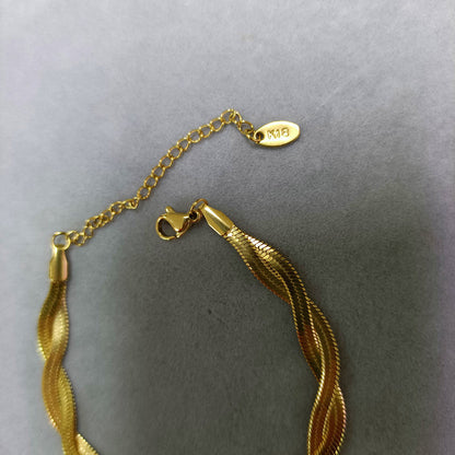 Women's Titanium Steel Gold Cross Snake Bone For Niche Design Bracelets